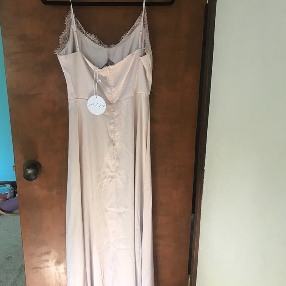 Petal & Pup Ariel Blush Satin Lace A-line Midi Tea Length Dress, NWT 6US - Picture 5 of 7